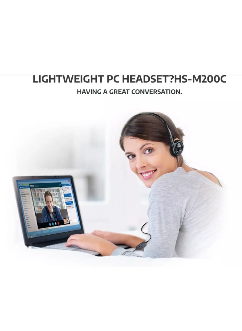 جينيس - HS-M200C سماعة رأس للمكتب خفيفة الوزن مزودة بميكروفون لإلغاء الضوضاء للمكتب ومركز الاتصال - Image 1