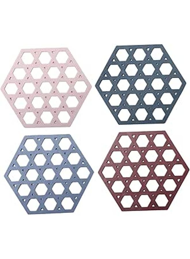 4PCS Thickened Heat Insulation Placemats Grid Pattern Cup Dish Mats for Kitchen Green Red - Image 1