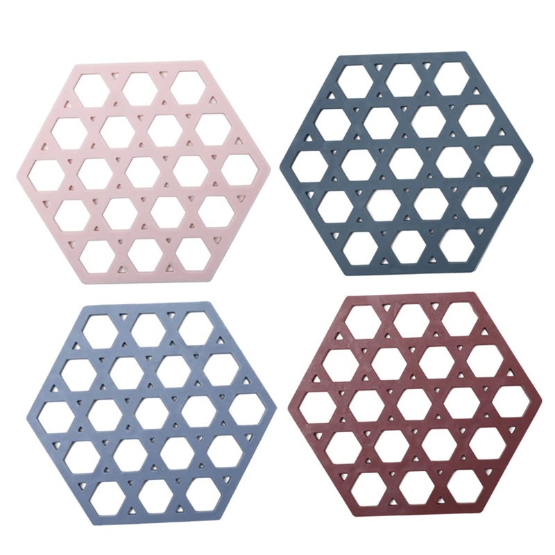 4PCS Thickened Heat Insulation Placemats Grid Pattern Cup Dish Mats for Kitchen Green Red - Image 2