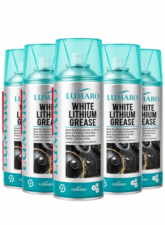 5PCS White Lithium Grease Spray (450ml) Heavy Duty Lubricant for Chains, Bearings, Gears, Hinges, Locks, Sliding Doors, Automotive, Industrial & Household Maintenance Aerosol ERPC-L-4037. - Image 1