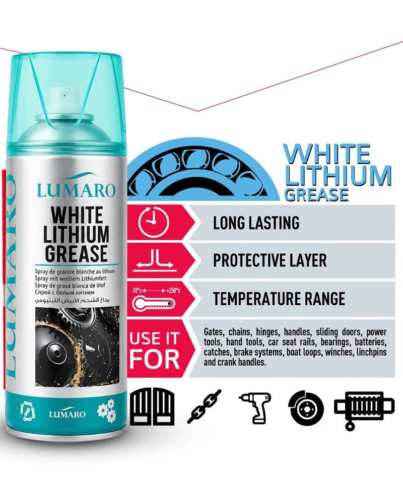 5PCS White Lithium Grease Spray (450ml) Heavy Duty Lubricant for Chains, Bearings, Gears, Hinges, Locks, Sliding Doors, Automotive, Industrial & Household Maintenance Aerosol ERPC-L-4037. - Image 2