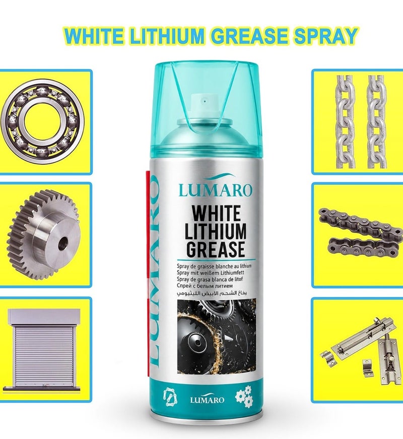 5PCS White Lithium Grease Spray (450ml) Heavy Duty Lubricant for Chains, Bearings, Gears, Hinges, Locks, Sliding Doors, Automotive, Industrial & Household Maintenance Aerosol ERPC-L-4037. - Image 5