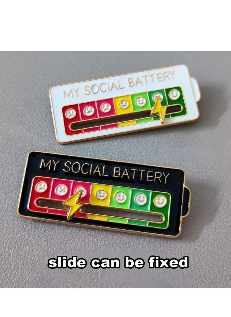 Gasin - Mood Shift Energy Brooch Personalized Couple Slideable Social Metal Badge Men's & Women's Pins Jewelry (White Single) - Image 1