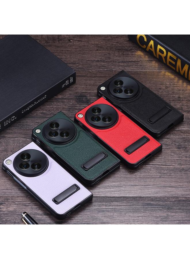 S-TOP Case For OnePlus Open Litchi Texture PU Phone Case with Holder - Image 2