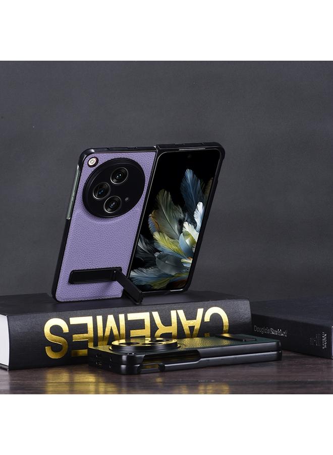 S-TOP Case For OnePlus Open Litchi Texture PU Phone Case with Holder - Image 4