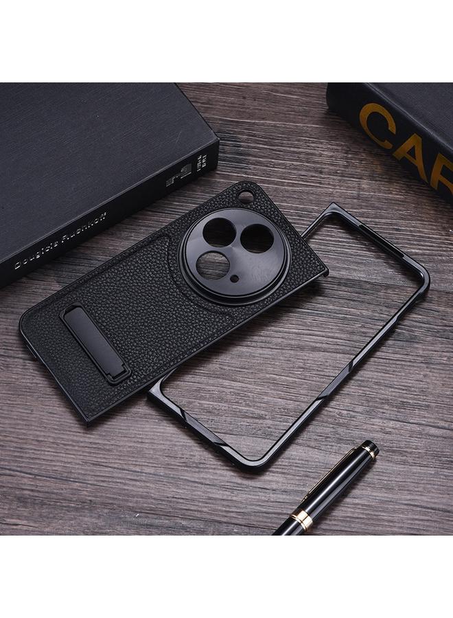 S-TOP Case For OnePlus Open Litchi Texture PU Phone Case with Holder - Image 3