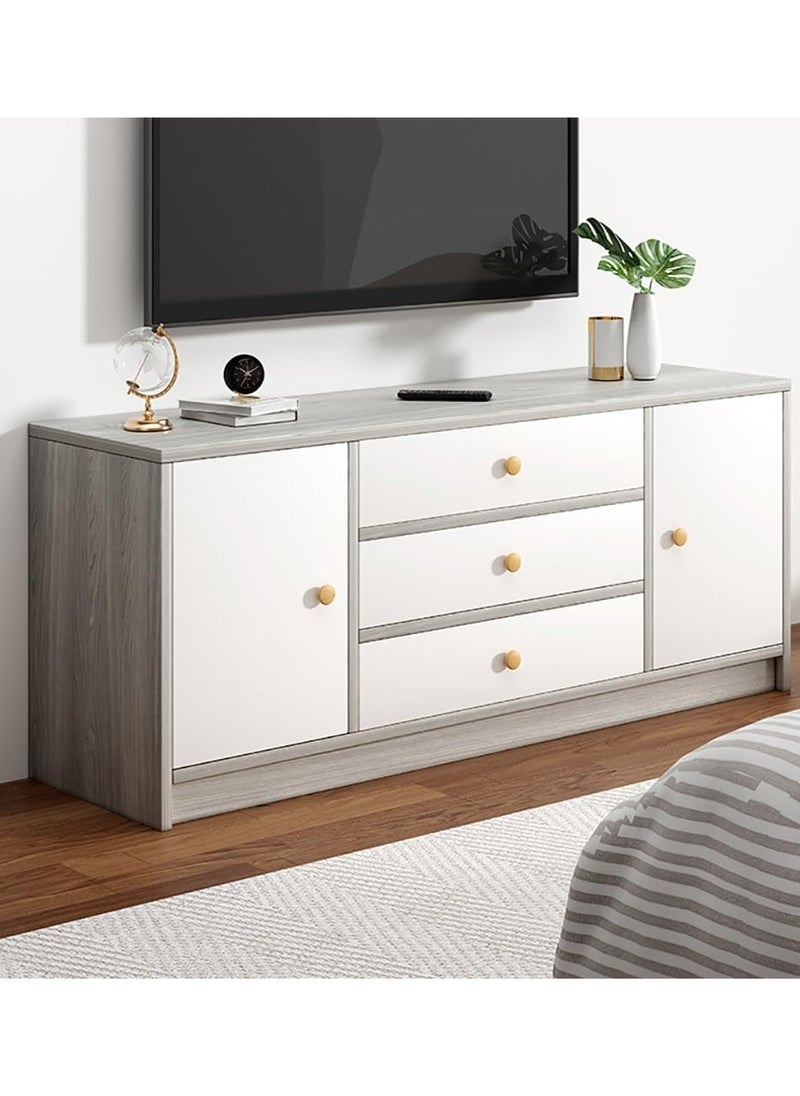 CityRiya-Long TV Table, TV Stand, Large TV Cabinet, 140cm Television Cabinet with Storage and Drawers, Living Room Furniture TV Table, Television Stand Modern Media Storage Stand Shelves  - Image 1