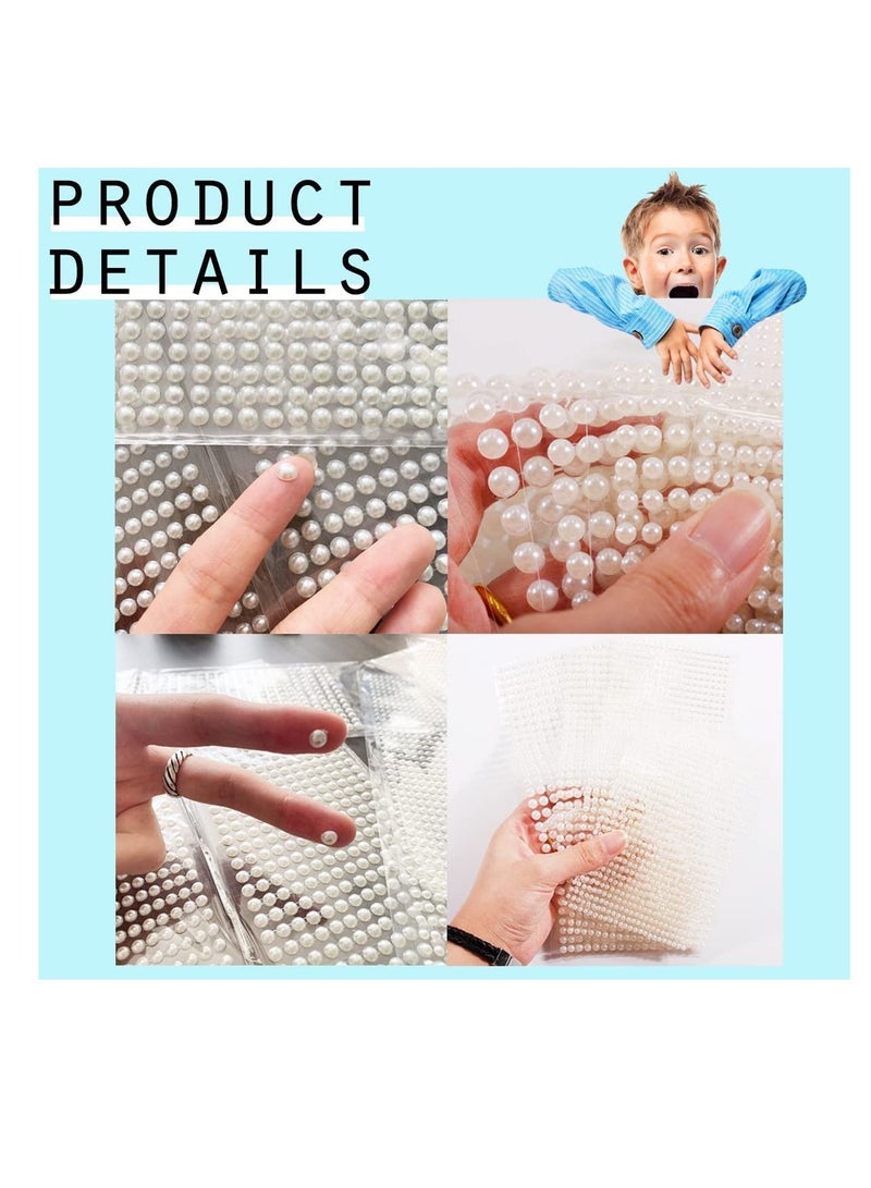 KASTWAVE ملصقات مكياج ذاتية اللصق باللؤلؤ، أحجار كريمة بيضاء للعيون والوجه والأظافر والوشم المؤقت الأحجار الكريمة والمجوهرات DIY الحرف اليدوية لتزيين المنزل وإكسسوارات زينة القصاصات وديكورات المهرجانات، 4 مقاسات - Image 3