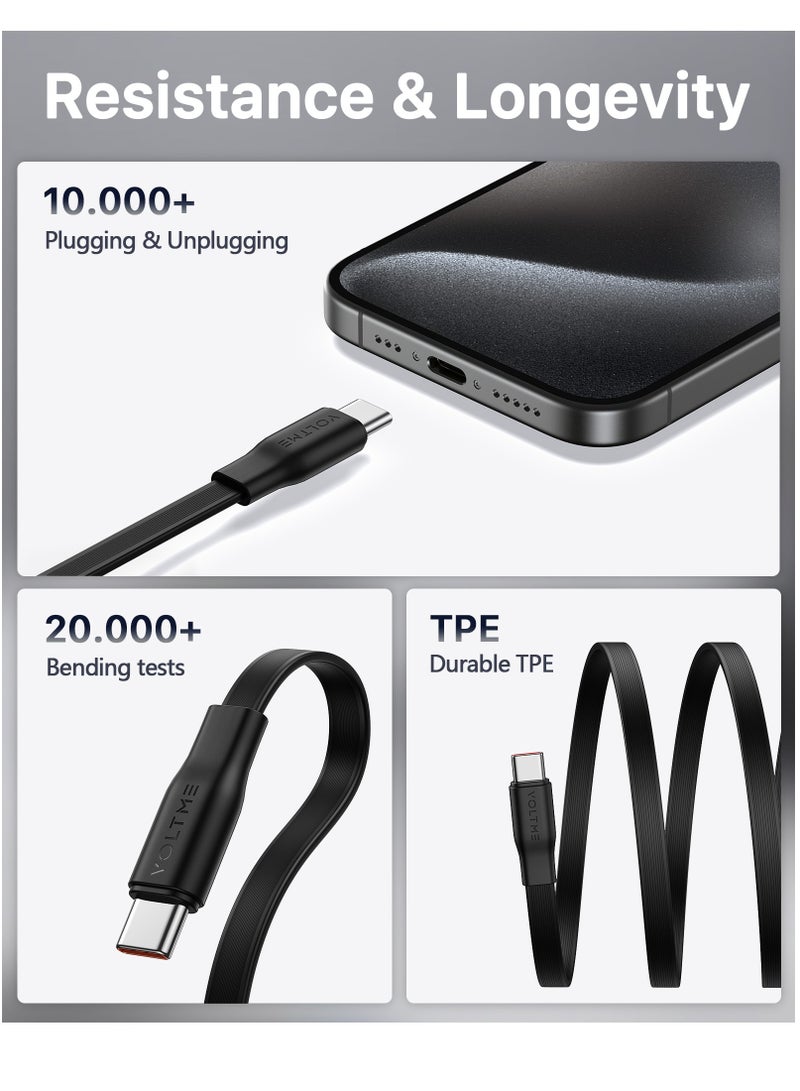 VOLTME 100W 5A Retractable USB-C to USB-C Cable (1m, 3FT) – Super Fast Charging & Data Sync for iPhone 16/16 Pro/16 Pro Max, iPhone 15 Series, iPad Pro M4, iPad Air M2, MacBook Pro/Air M3/M2, Galaxy S25/S24 Ultra, Pixel 9 Pro, Xiaomi 14 Ultra, OnePlus 12, ROG Ally, Steam Deck, Legion Go, Switch, DJI Pocket 3, Sony ZV-E10, Dell XPS, HP Spectre, Earbuds, USB-C Power Banks and More (Black) - Image 5