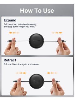 VOLTME 100W Retractable USB Type-C Cable 1m, Supports 5A Fast Charging with Power Delivery, Type-C to Type-C Car Charger Cable, Compatible with iPhone 16 Pro/16 Pro Max/16 Plus, iPhone 15 Series, iPad Mini 6, MacBook Pro/Air, iPad Pro, Samsung S25/S24/S23 Ultra, Huawei P60, High-Speed ​​Charging Cable with Power Delivery - Black  - Image 4
