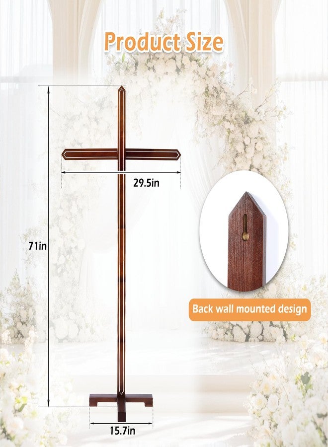 lukar 71 Inch Large Wooden Cross, Large Wooden Standing Cross for Church, Adjustable Wall Cross Decoration, Christmas Wedding Yard Standing Cross for Easter Communion - Image 3