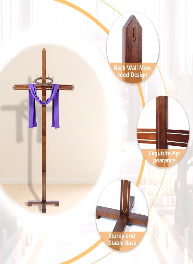 lukar 71 Inch Large Wooden Cross, Large Wooden Standing Cross for Church, Adjustable Wall Cross Decoration, Christmas Wedding Yard Standing Cross for Easter Communion - Image 4