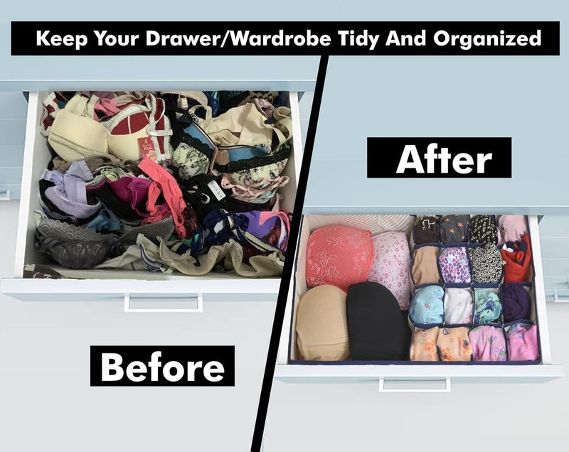 CLEGERZ 17 Grid Underwear Folding Storage Box Home Storage Kit Drawer Save Space Closet Organizers with Lid for Wardrobe Undergarments Storage Drawer Organizer - Image 3