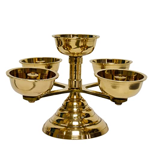 Bhimonee Decor Pure Brass 5-Faced Panchadeep Bhadradeepam | Akhand Jyothi Diya for Pooja & Home Temple (1.75 Inches, Pack of 1) - Image 3