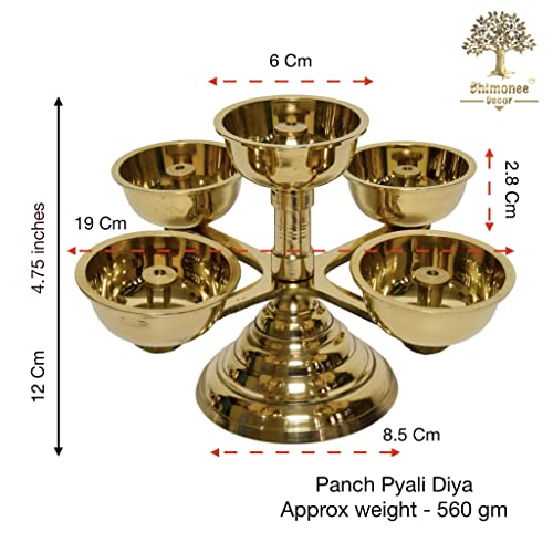 Bhimonee Decor Pure Brass 5-Faced Panchadeep Bhadradeepam | Akhand Jyothi Diya for Pooja & Home Temple (1.75 Inches, Pack of 1) - Image 2