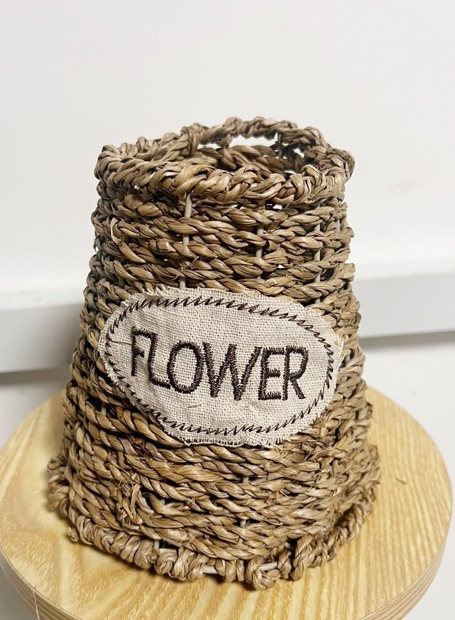 fashionhome 1 Piece Classic Style Hand Woven Wooden Flowers Basket Vase Home Decor Vase for Living Room Bedroom Home Office (Flowers Not Included)  - Image 2