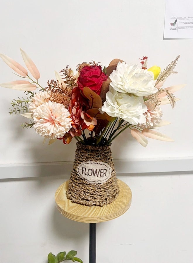 fashionhome 1 Piece Classic Style Hand Woven Wooden Flowers Basket Vase Home Decor Vase for Living Room Bedroom Home Office (Flowers Not Included)  - Image 3