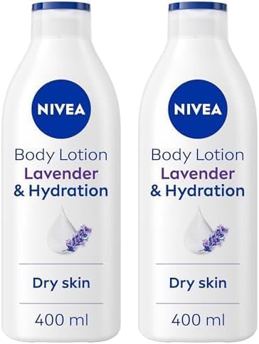 NIVEA Lavender Body Lotion 400ml NIVEA Moisturiser for Dry Skin with Natural Origin Oils and Lavender Scent NIVEA Body Lotion for Smoother Skin Pack of 2