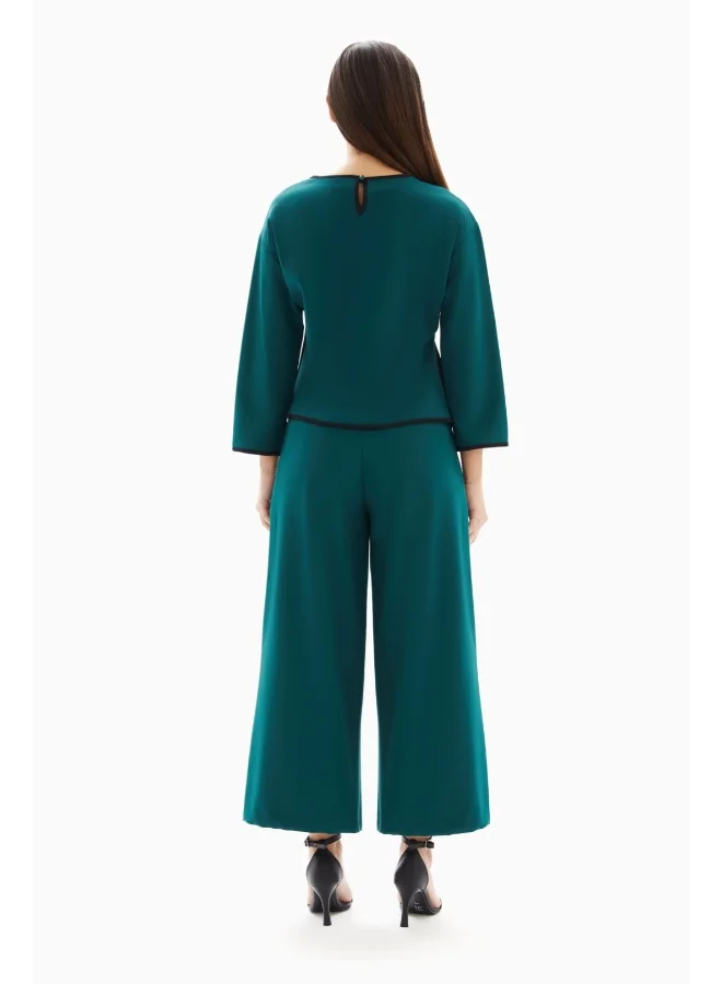 Wecre8 Teal Asymmetrical Set of Cropped Top and Trousers