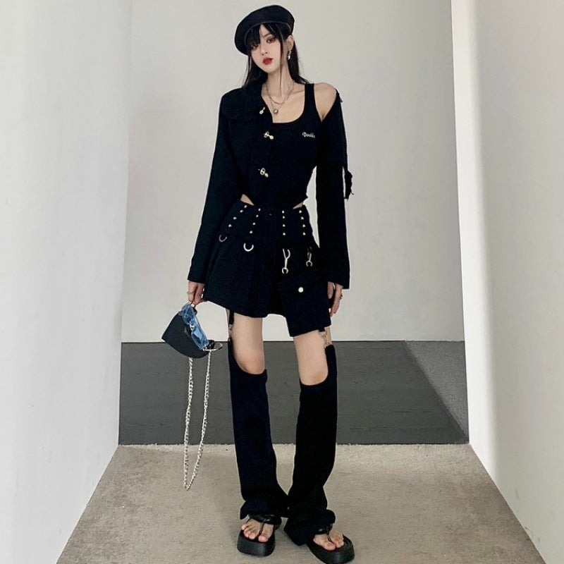 2023 Spring Denim Jacket Retro Style for Women Jacket + vest  - Image 3