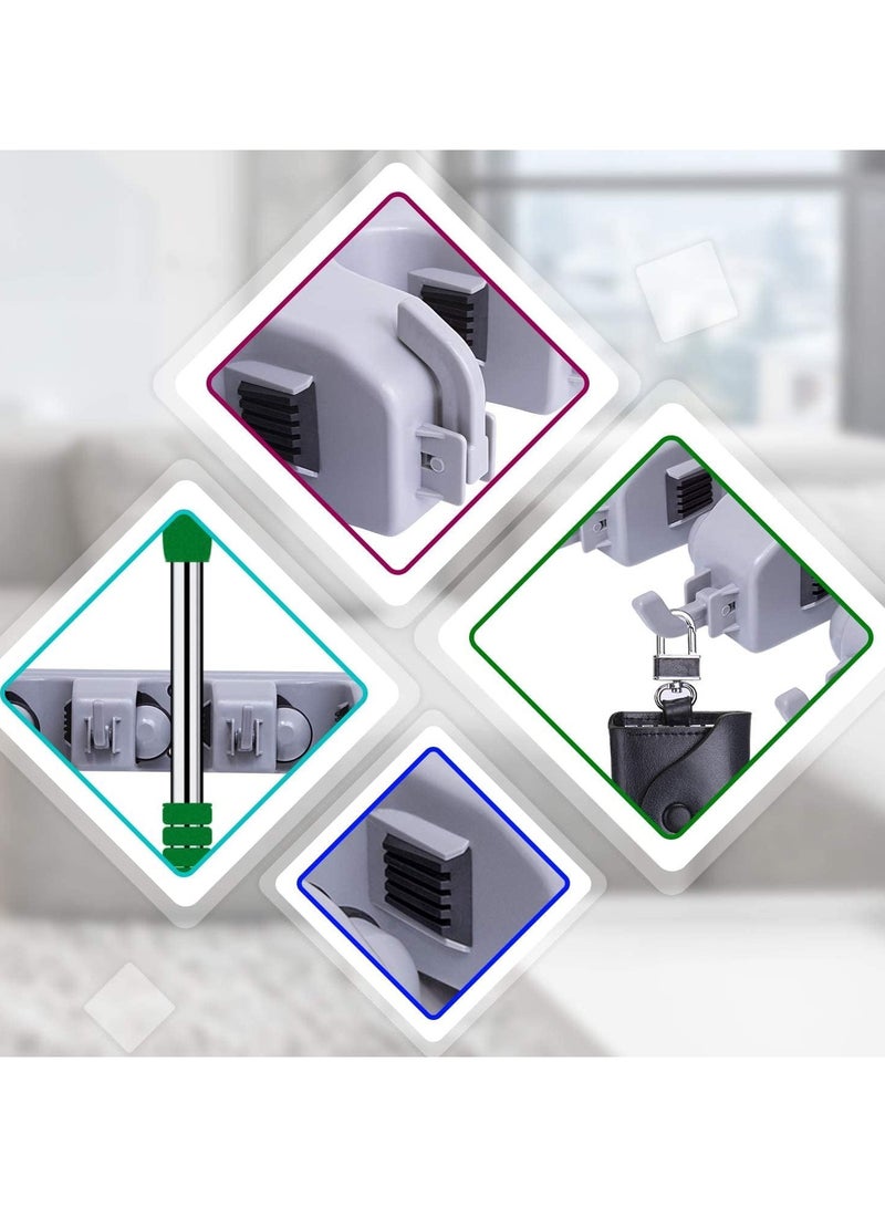 Generic Wall Mounted Broom and Mop Holder – Cleaning Tools Organizer with Extra Hooks – Heavy Duty Storage Rack for Kitchen, Bathroom, and Garage - Image 5