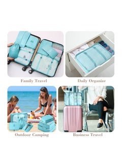 Cool Baby 8 Pcs Travel Packing Cubes for Suitcases Lightweight Travel Essential Bag with Toiletries Bag for Clothes Shoes Cosmetics Toiletries, For 18-32'' luggage (Blue)  - Image 2