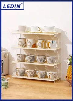 LEDIN Water cup storage rack desktop cup rack imitation rattan tea set storage mug kitchen coffee multi-layer home  - Image 1