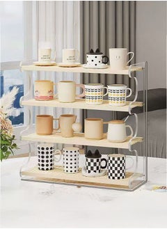 LEDIN Water cup storage rack desktop cup rack imitation rattan tea set storage mug kitchen coffee multi-layer home  - Image 2