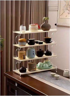 LEDIN Water cup storage rack desktop cup rack imitation rattan tea set storage mug kitchen coffee multi-layer home  - Image 3