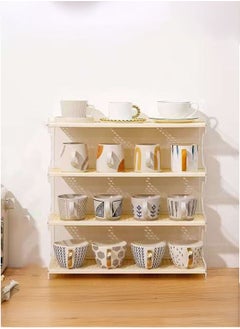 LEDIN Water cup storage rack desktop cup rack imitation rattan tea set storage mug kitchen coffee multi-layer home  - Image 4