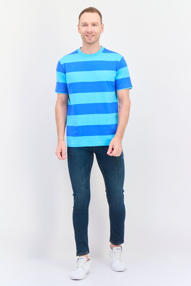 GAP Men Classic Fit Crew Neck Short Sleeve Stripe T-Shirt, Blue - Image 4