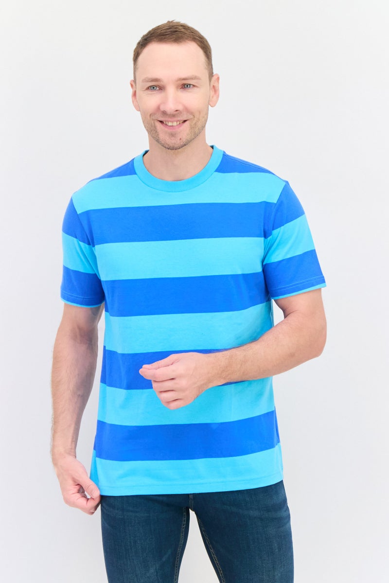GAP Men Classic Fit Crew Neck Short Sleeve Stripe T-Shirt, Blue - Image 1