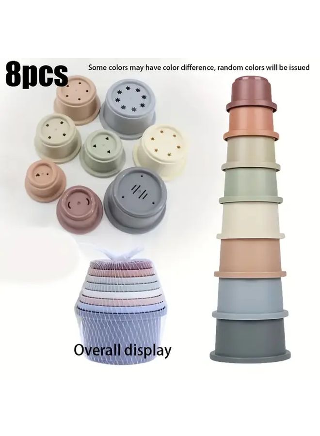 Baby Stacking Cups Set 1-10 Color Coded Educational Counting Game for Bath Play - Image 3