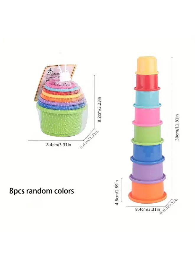 Baby Stacking Cups Set 1-10 Color Coded Educational Counting Game for Bath Play - Image 2