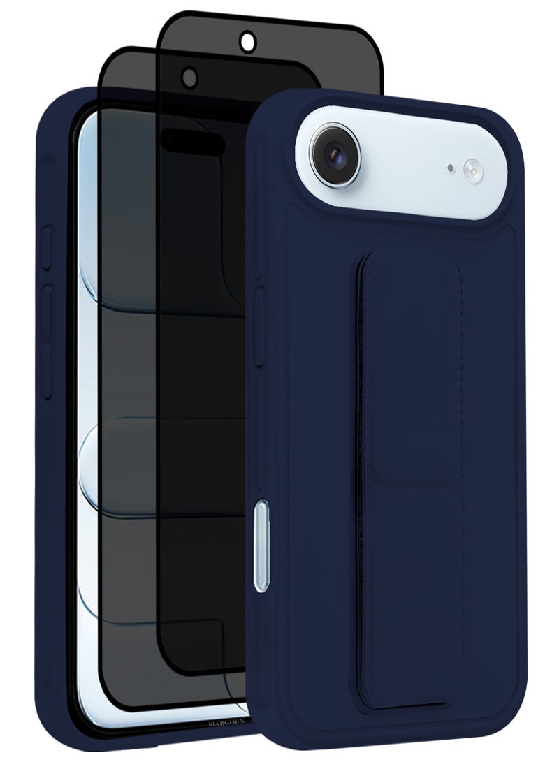 CATANES 3 Packs Premium PU Leather Case for iPhone 17 Air with Stand Function Shockproof and Anti Scratch Finger Grip with Two Privacy Screen Protector - Image 1