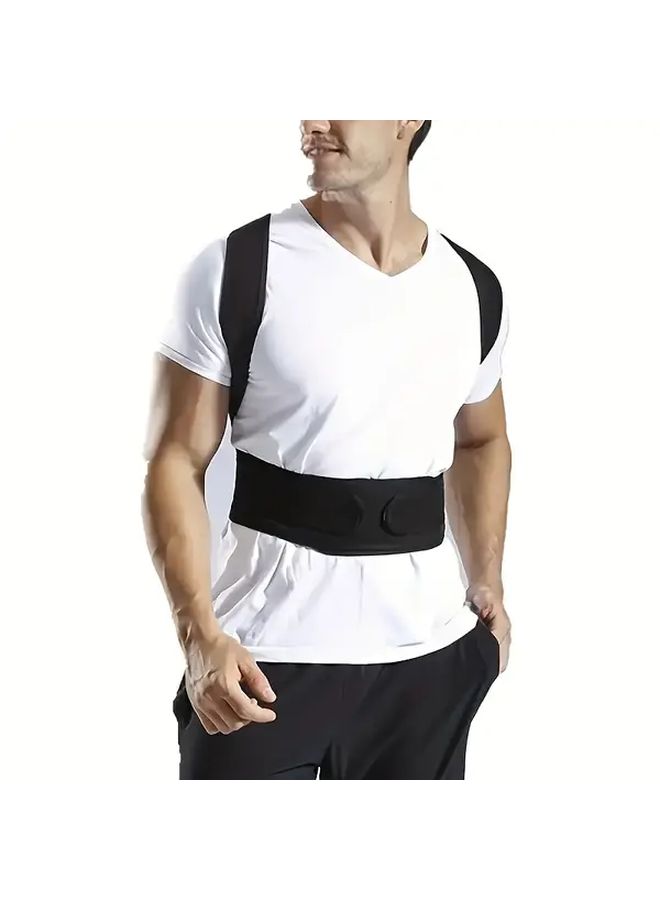 XXXL Black Adjustable Back Posture Belt For Unisex Prevents Hunching - Image 2