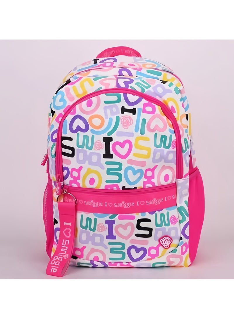 Smiggle Girls Cartoon Print Student Schoolbag Primary and Secondary School Children's Backpack Outdoor Leisure Bag Backpack 42*30CM