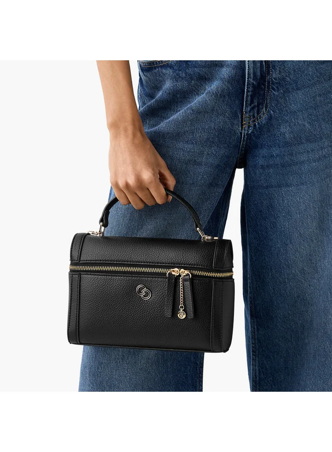 Celeste Women Textured Crossbody Bag with Detachable Strap and Zip Closure