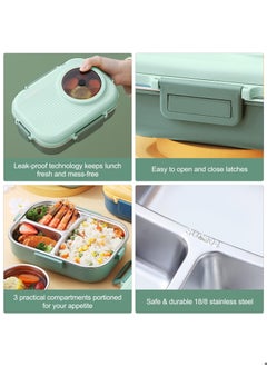YumLock YumLock Stainless Steel Bento Lunch Box with Divided Compartments, Leakproof, for Adults and Kids, Sauce Jar and Cutlery, Camera Design  - Image 5
