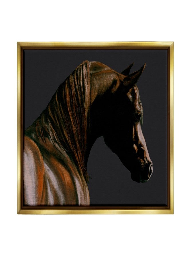 Stupell Industries Brown Horse Portrait Gold Framed Floater Canvas Wall Art Design by Spirit Horse - Image 1