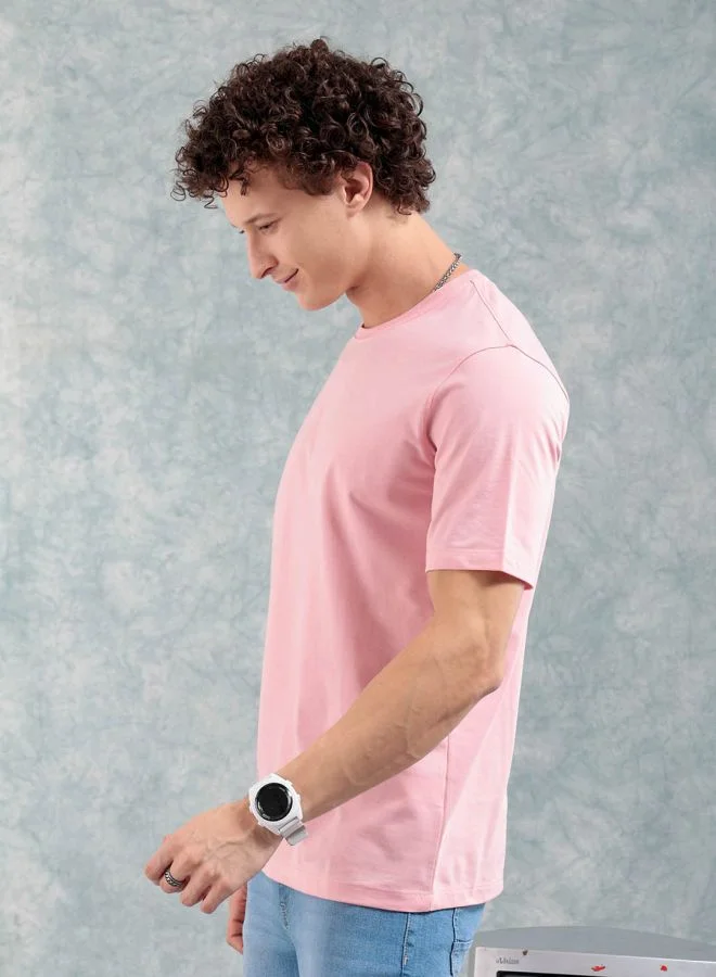شركة المرآب الهندية Men Slim Fit Solid Round Neck Tshirt