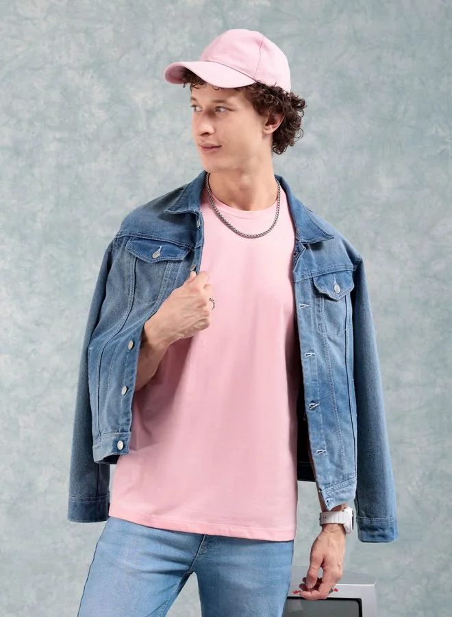 شركة المرآب الهندية Men Slim Fit Solid Round Neck Tshirt