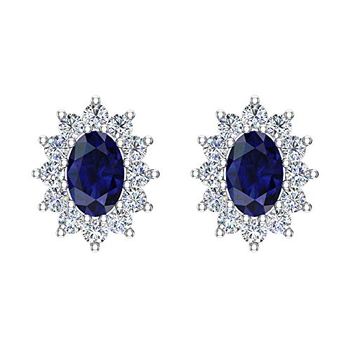 Glitz Design Blue Sapphire Earrings for women 14K White Gold September Birthstone earrings 1.50 carat tw - Image 3