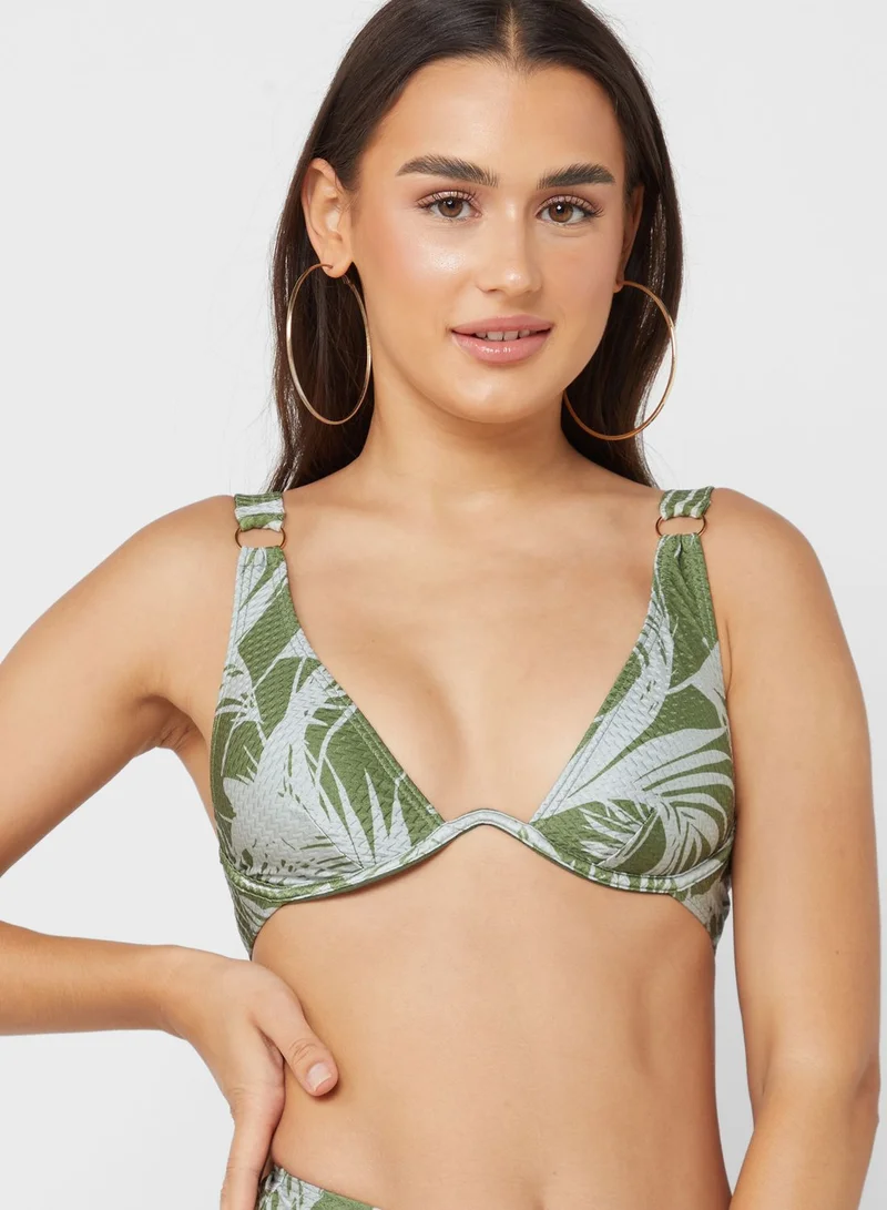 SOUTH BEACH Printed Plunge Bra & Brief Set