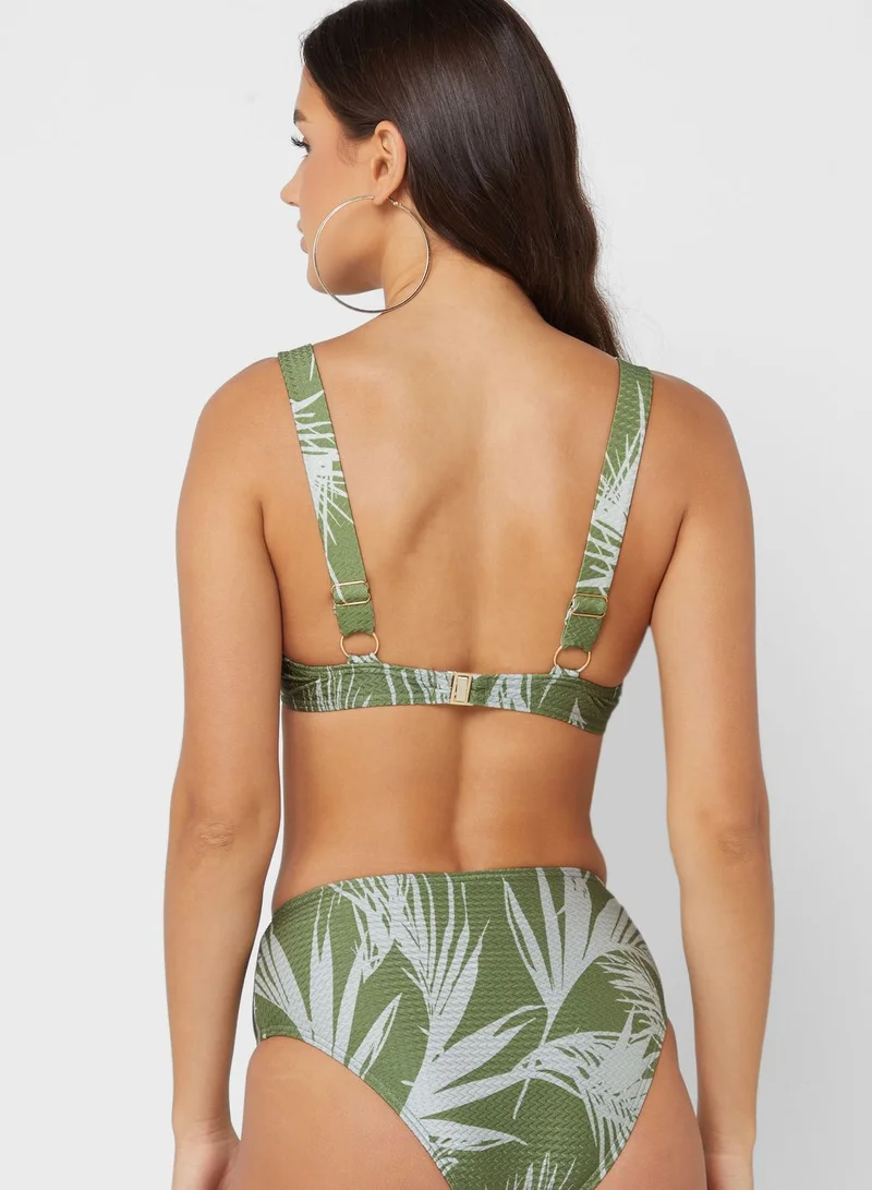 SOUTH BEACH Printed Plunge Bra & Brief Set