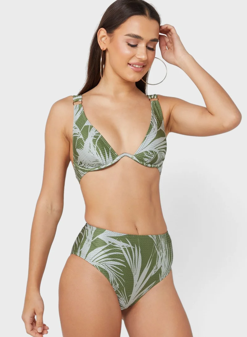 SOUTH BEACH Printed Plunge Bra & Brief Set