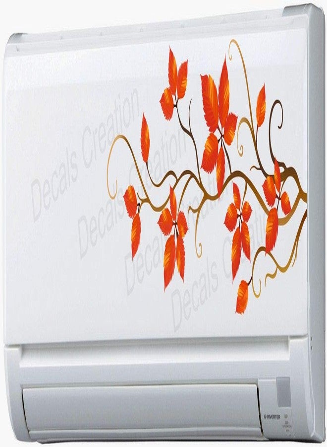 Decals Creation™ AC Sticker Split Ac Stickers Air Conditioner Sticker Orange Flowe Theme - Image 3