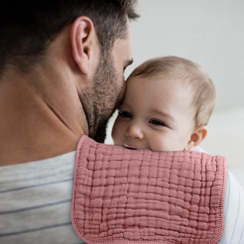 Looxii Muslin Burp Cloths Baby Girl 6 Pack - 20" x 10" - Ultra Soft & Absorbent, 6-Layer 100% Cotton for Spit Up & Drool- Gentle Burping Cloth, Baby Girl Newborn Essentials Shower Gifts, Bean Paste - Image 5
