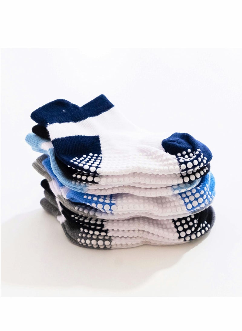 Y&D Toddler Grips Ankle Socks, Non Slip Socks for Kids, Low Cut Anti-Skid Floor 1-3 Years Baby Boys and Girls, 6 Pairs - Image 2