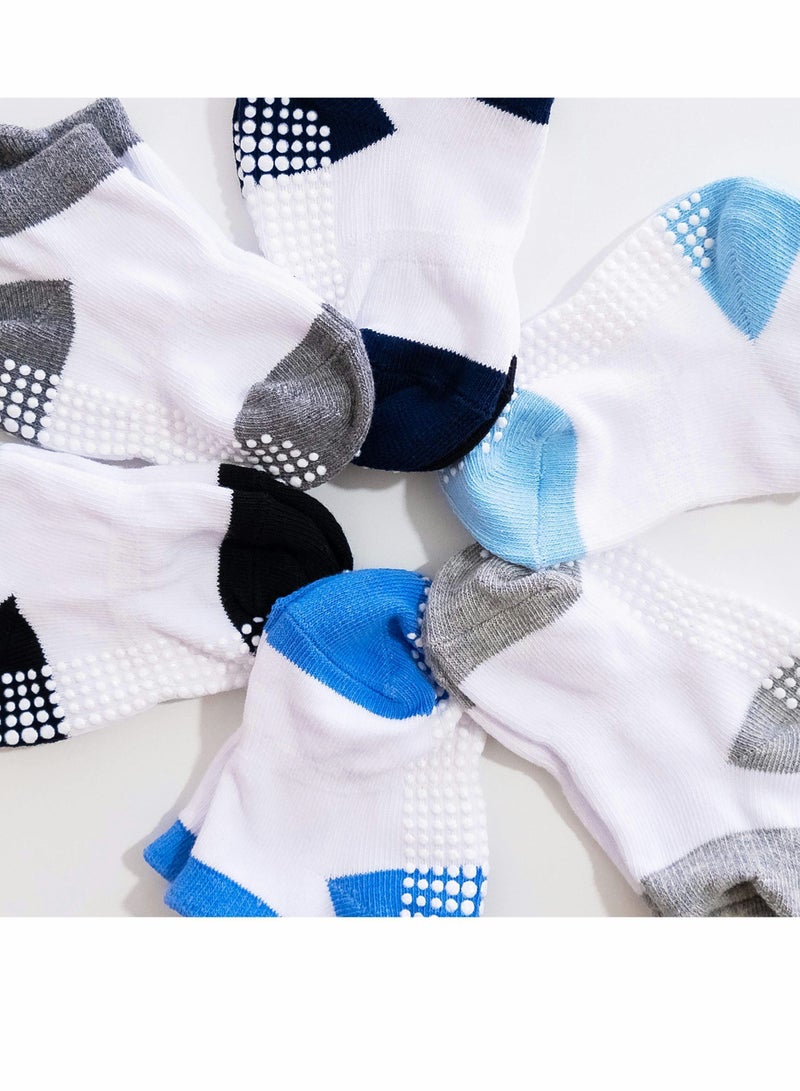 Y&D Toddler Grips Ankle Socks, Non Slip Socks for Kids, Low Cut Anti-Skid Floor 1-3 Years Baby Boys and Girls, 6 Pairs - Image 4